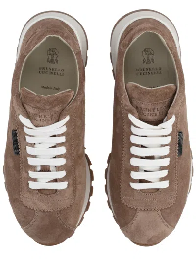 Brunello Cucinelli Suede Sneakers With Iconic Jewel Application In Multi