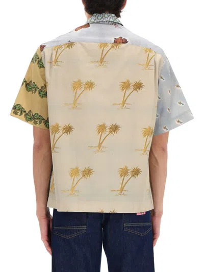 Paul Smith Textile Patchwork Muted Tones Casual Shirt In Multi
