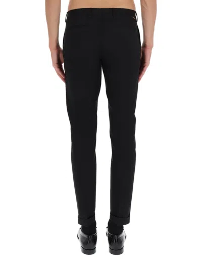 Paul Smith Cotton Tailored Trousers Belt Loops Pockets Cuffed In Black