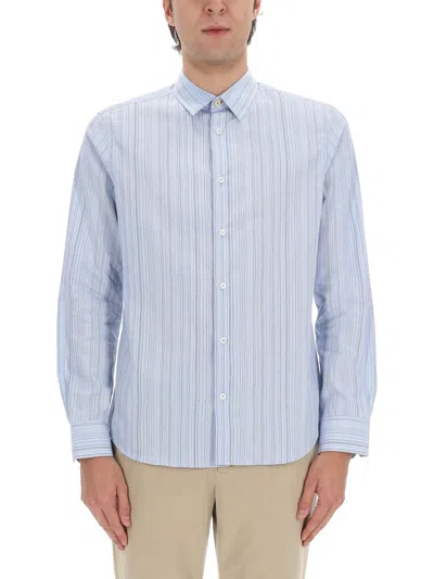 Paul Smith Striped Long-sleeved Shirt In Gnawed Blue