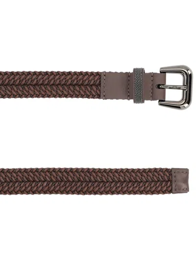Brunello Cucinelli Braided Belt In Brown
