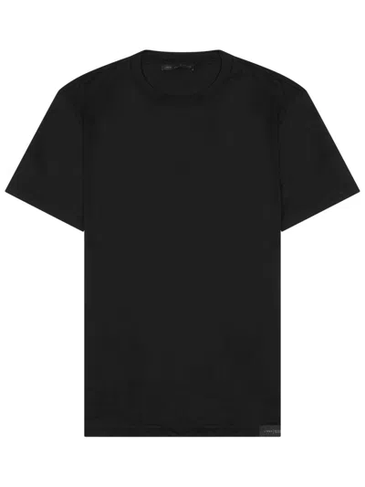 Low Brand Black Solid Crew Neck T-shirt In Black