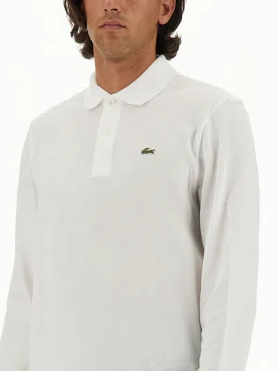 Lacoste Logo Long-sleeved Polo Shirt In White