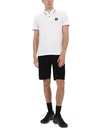 Stone Island Old Effect Cotton Cargo Bermuda Shorts Clothing In Black