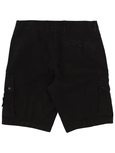 Stone Island Old Effect Cotton Cargo Bermuda Shorts Clothing In Black