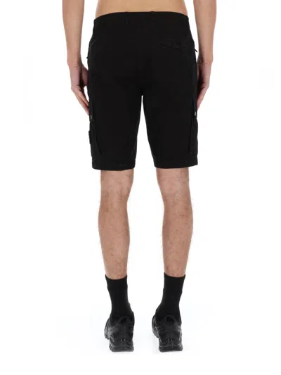 Stone Island Old Effect Cotton Cargo Bermuda Shorts Clothing In Black
