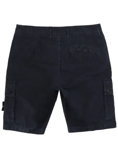 Stone Island Old Effect Cotton Cargo Bermuda Shorts Clothing In Blue