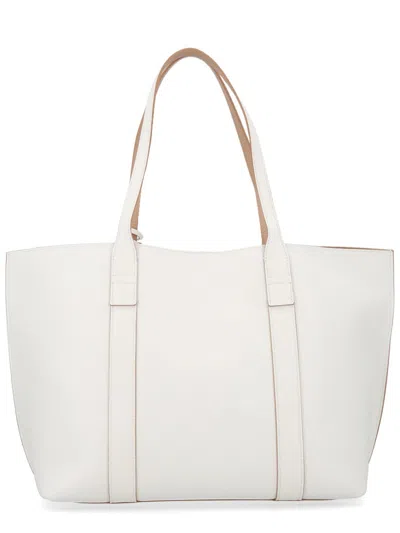 Hogan Script Shopping Tote Bag Top Handles Strap In White