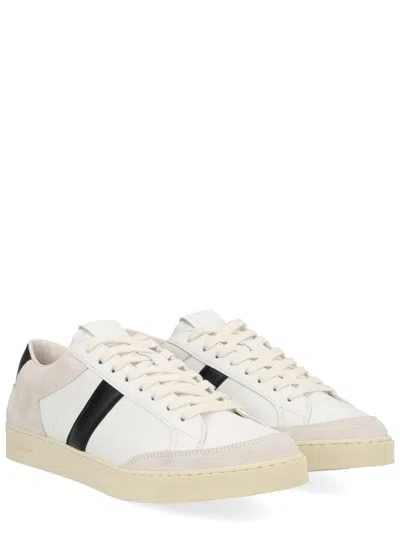 Tom Ford Panelled Suede And Grained Leather Sneakers In White
