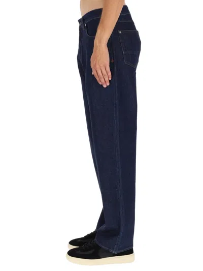 Stone Island Regular-straight-fit Five-pocket Jeans With Rinsed Finish In Blue