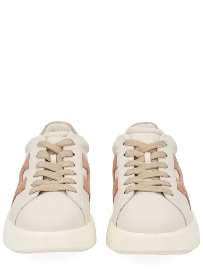 Hogan Leather Sneakers Rebel Panelled Platform Round Suede In White