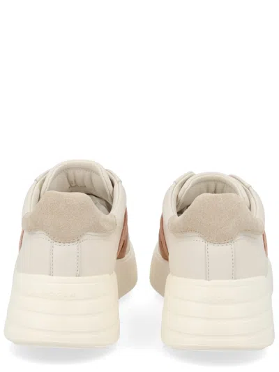 Hogan Leather Sneakers Rebel Panelled Platform Round Suede In White