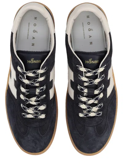 Hogan Navy Suede Leather H Sneakers In Black