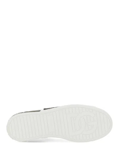 Dolce & Gabbana White Low Top Sneakers With Logo Patch On The Tongue And All-over Print In Leather Man In White