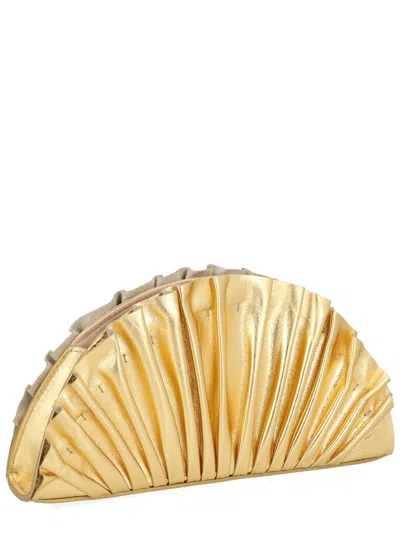 Cult Gaia Nala Mini Clutch With Pleated Detailing In Gold