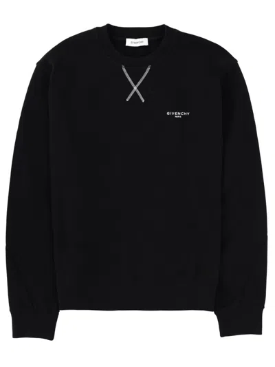 Givenchy Crew Neck Long Sleeve Ribbed Sweatshirt In Black