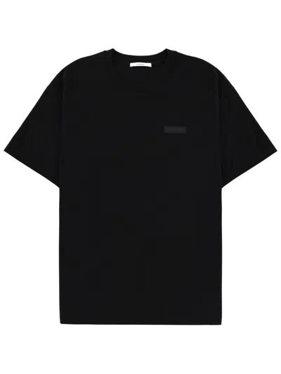 Givenchy Black Crewneck T-shirt With Logo Patch On The Front In Cotton Man In Black