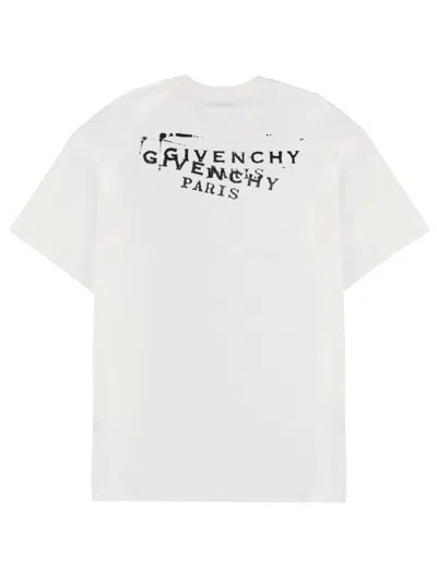 Givenchy Men White Crew Neck T-shirt With Logo On Front And Back In Cotton Man