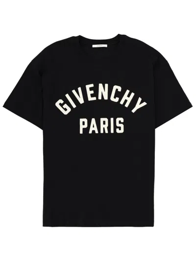 Givenchy Men Black Crewneck T-shirt With Maxi Logo Lettering On The Front In Cotton Man