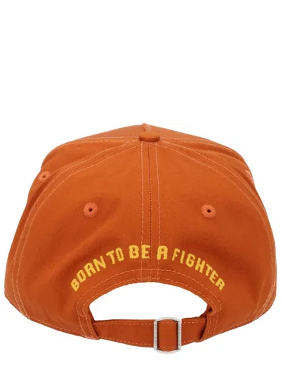 Dsquared2 Dsquared Men Baseball Hat With Logo Patch In Orange