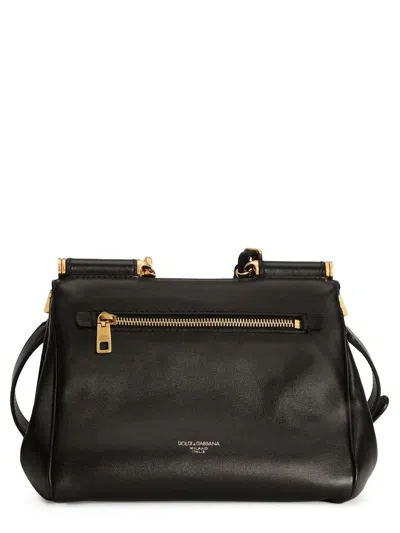 Dolce & Gabbana Medium Sicily Leather Handbag With Structured Design In Black