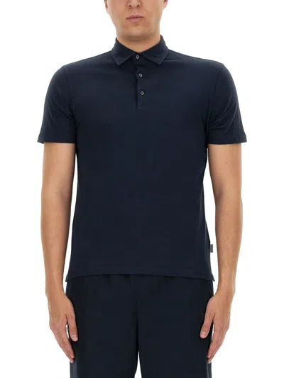 Aspesi Cotton Jersey Polo Shirt In Blue