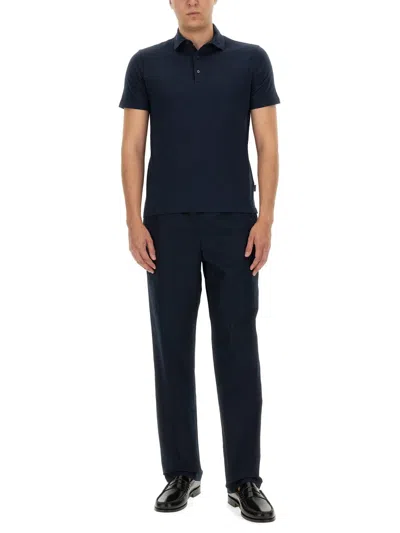 Aspesi Cotton Jersey Polo Shirt In Blue