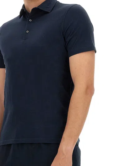 Aspesi Cotton Jersey Polo Shirt In Blue