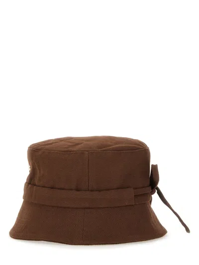 Jacquemus Le Bob De-nmes Bucket Hat In Burgundy