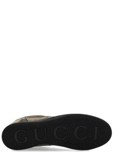Gucci Leather Shift Sneakers Low Top Rubber Sole In Green