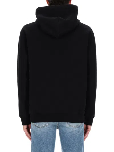 Gucci Men Black Sweatshirt With Hood With Drawstring And Front Logo In Cotton Man In Multi