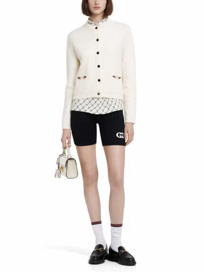 Gucci Women Wool And Cashmere Cardigan With Metal Horsebit In White