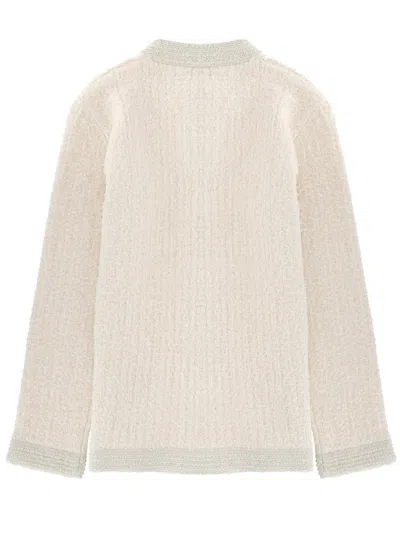 Gucci Women Ivory Stretch Boucle Cardigan In White