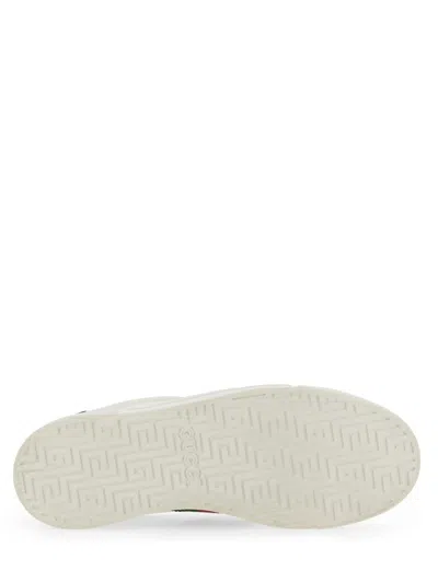 Gucci Leather Ace Sneakers Studded Heel Perforated Upper Rubber Sole In White
