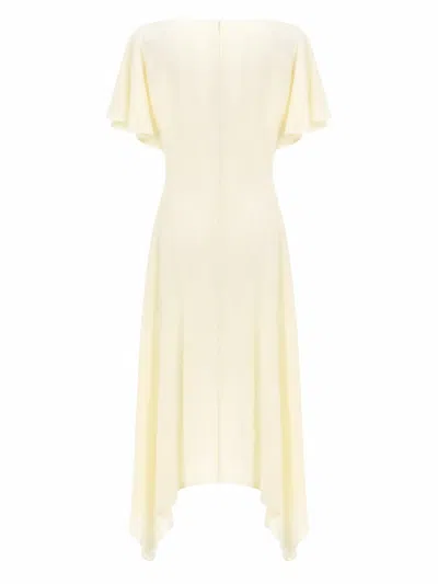 Stella Mccartney Womens Buttermilk V-neck Short-sleeve Satin Midi Dress In Neutral