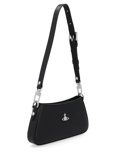 Vivienne Westwood Tasha Shoulder Phone Bag Faux Leather Black-3d-orb