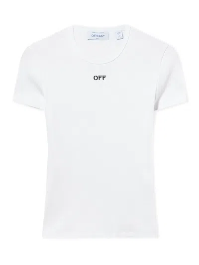 Off-white Off White Off Stamp Rib Basic Tee White Black In White