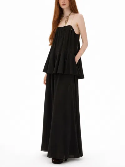 Chloé Open-back Embellished Tiered Silk-georgette Maxi Dress In Black