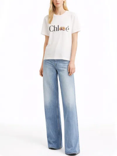 Chloé Baby Fit T-shirt In Cotton Jersey With Passion Fruit Print In White