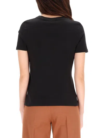 Chloé Women Black Crewneck T-shirt With Maxi Logo Print On The Front In Cotton Woman