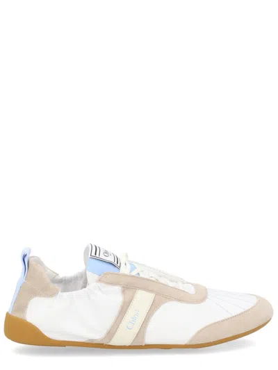 Chloé White Calf Leather Bos Taurus Athletic Sneakers In Multi