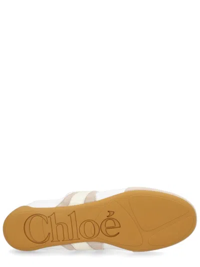 Chloé White Calf Leather Bos Taurus Athletic Sneakers In Multi