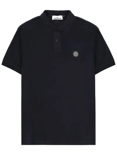 Stone Island Mens Black Brand-patch Regular-fit Stretch-cotton Polo Shirt Xl