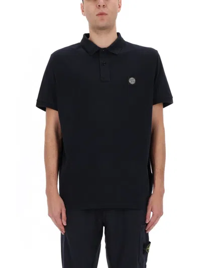 Stone Island Mens Black Brand-patch Regular-fit Stretch-cotton Polo Shirt Xl