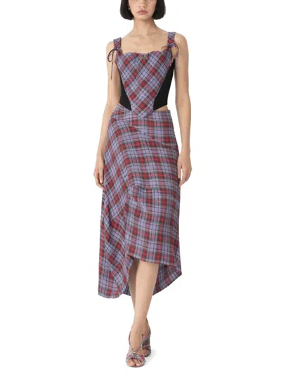Vivienne Westwood Puppy Tartan Linen And Mesh Bustier Top In Multi