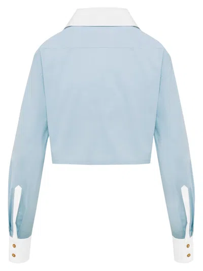 Vivienne Westwood Heart Cut Cropped Shirt Long Sleeves Buttons In Blue