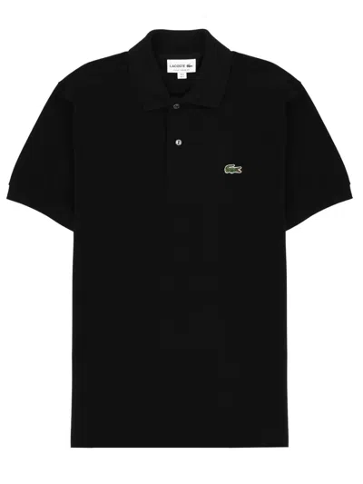 Lacoste Stretch Pique Short-sleeve Slim Fit Polo Shirt In Black