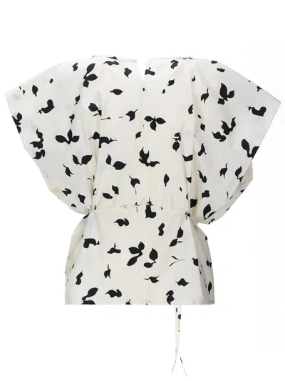 Alysi Light Backdrop Leaf Print Blouse In Multi