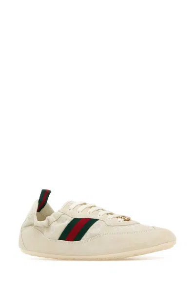 Gucci Cream Calf Leather Bos Taurus Low Top Sneakers In Neutral