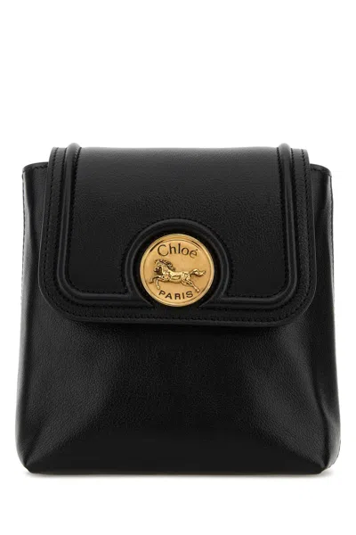 Chloé Chloe Women Black Leather Horse Medal Backpack In Black